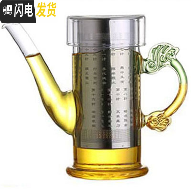 三维工匠耐热玻璃红茶泡茶器家用过虑双耳杯花茶壶冲茶器大号功夫茶具套装 陶瓷内胆《荷花》玻璃双耳壶+6杯