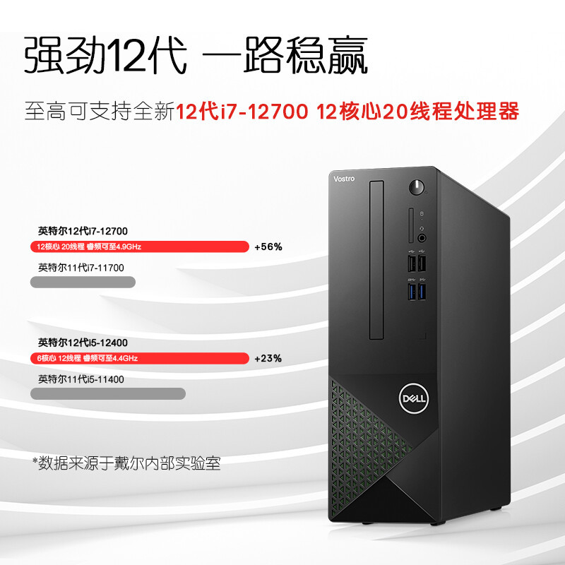 戴尔(DELL)成就3710 办公电脑 商用台式机小机箱电脑主机i5-12400 8G 512GB