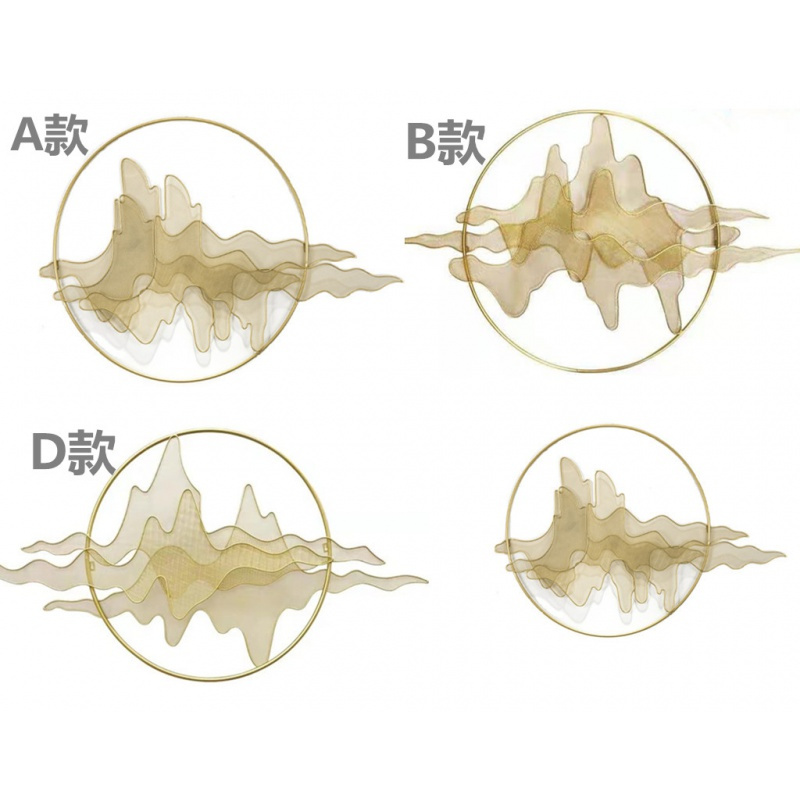 新中式铁艺影挂件酒店客厅玄关壁挂软装家居装饰背景墙 三维工匠 A款180*120金色