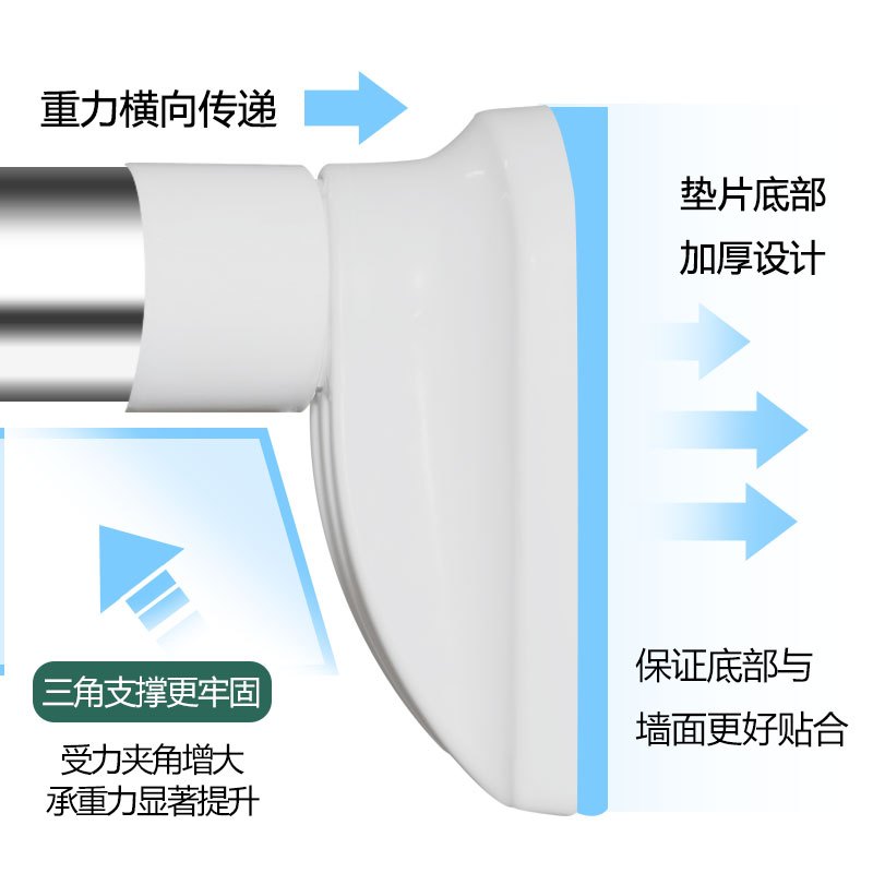 浴帘杆晾衣杆卫生间不锈钢窗帘杆免打孔伸缩杆衣柜撑杆挂杆承重杆 三维工匠 25伸缩杆130-240cm