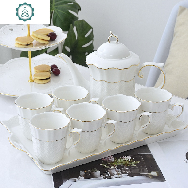 陶瓷杯子套装家用水杯杯具客厅茶壶茶杯陶瓷凉水杯水具套装耐高温 封