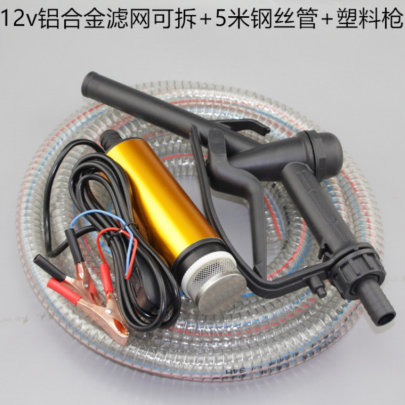 电动油泵12V24V220伏潜水泵直流电瓶小油泵柴油泵微型抽油抽水泵 12v不锈钢点烟器220v两用5.1_687