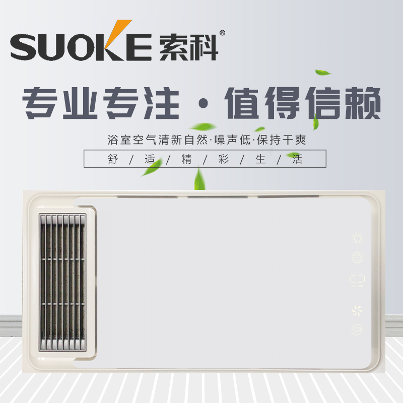 SUOKE索科-SK-F001集成吊顶浴霸卫生间嵌入式300*600多功能智能风暖浴霸换气取暖含照明五合一浴霸