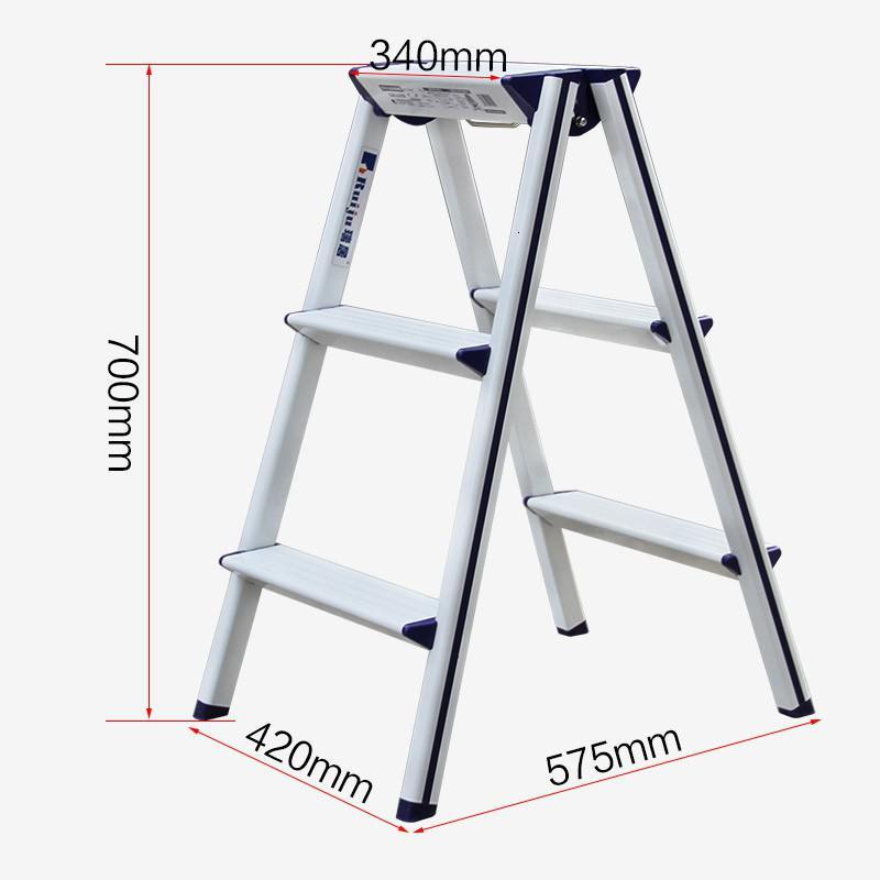 家用铝合金折叠小梯子加厚多功能三步四步人字梯凳两用梯凳 三维工匠 四步梯红色饰盖_551