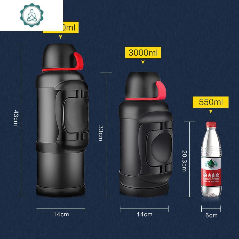 户外便携水壶大容量家用开水壶保温瓶304不锈钢保温壶车载热水杯 封后 黑色魅力黑2200ML_256