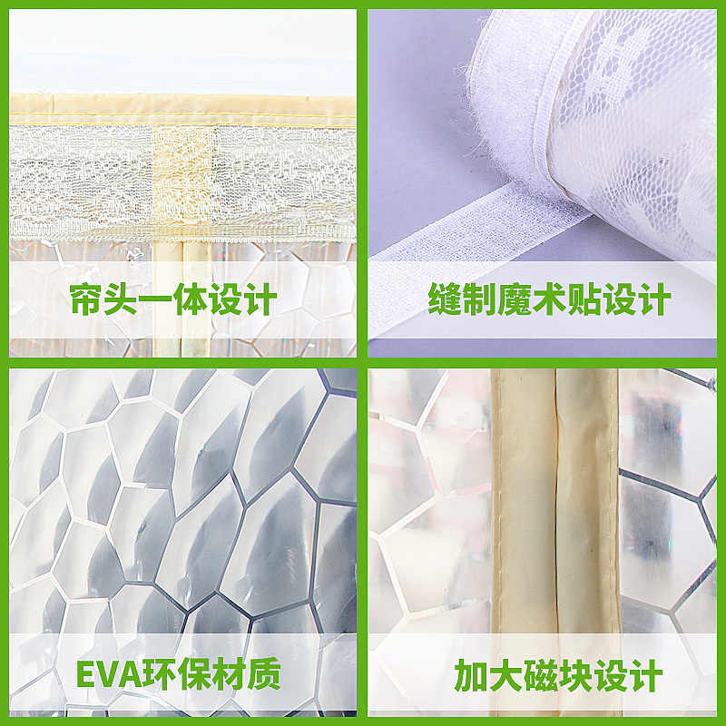 空调帘冬季保暖防风CIAA厨房防油烟家用秋冬季挡风隔断塑料防寒透明 印花方格灰+1包图钉 160*220cm