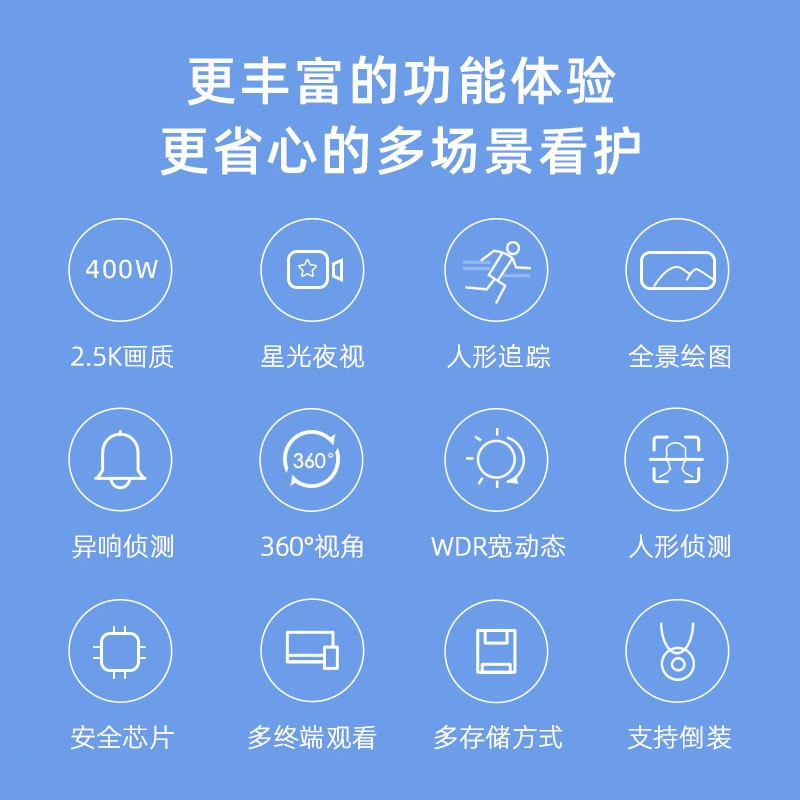 小米生态小白智能摄像机Y2云台尊享版 摄像头 2.5K超清监控摄像头家用全景绘图星光夜视远程视频摄像机