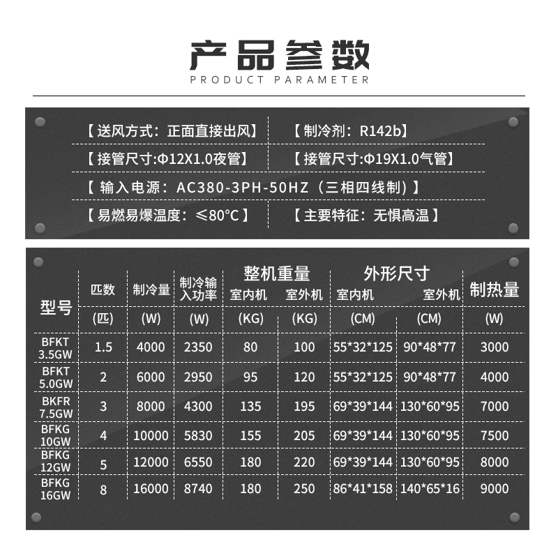 英鹏空调BFKT-7.5GW3匹变频新3级能效智能快速降温防爆高温空调