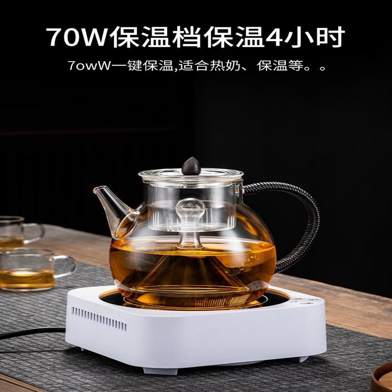 电陶炉煮茶器家用迷你小型煮黑洱白茶玻璃蒸汽养生壶套装保温_木纹色电陶炉玻璃壶B款蒸煮内胆