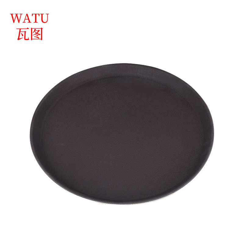 瓦图(WATU) 钢化防滑托盘 塑料圆形长方形盘子 茶盘钢化盘 35cm 2个装