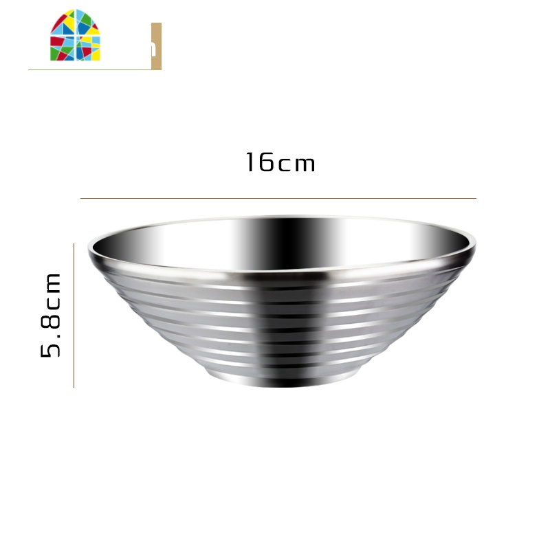 304不锈钢泡面碗商用大号拉面碗饭碗隔热汤碗创意麻辣烫碗斗笠碗 FENGHOU 16cm斗笠碗（304哑光款）