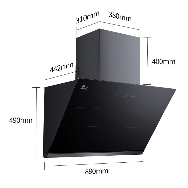 红日 RedSun 侧吸油烟机 智能挥手感应 电加热干洗 21方瞬吸 21m³瞬吸配免粘结燃烧灶-液化气
