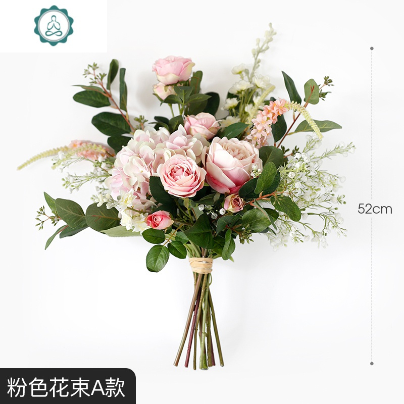 森系手捧花仿真花束玫瑰花 假花摆件客厅茶几 装饰花绢花 封后 花束J