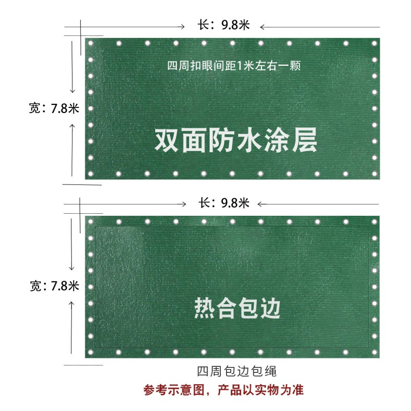 闪电客加厚防水防雨晒防油帆布遮雨遮阳户外篷布盖货车涂塑涂层棚布定制 8米*10米（实际7.8米*9.8米）送绳子