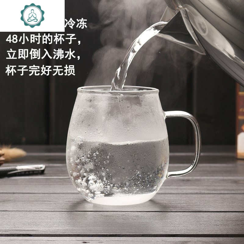 耐热玻璃杯便携泡茶杯子创意带把手柄办公水杯带盖有过滤网泡茶隔 封后 500ML加厚玲珑杯