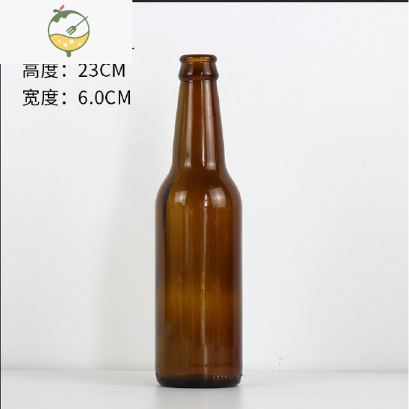 YICHENG棕色啤酒瓶330透明汽水瓶小饮料瓶500带盖玻璃啤酒瓶啤酒容器 【2个装】褐色330ml（含普通盖）