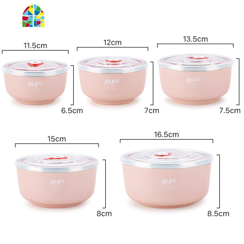 304不锈钢碗可爱泡面碗带盖保温儿童米饭吃饭碗塑料汤碗家用防摔 FENGHOU 北欧蓝（12cm）