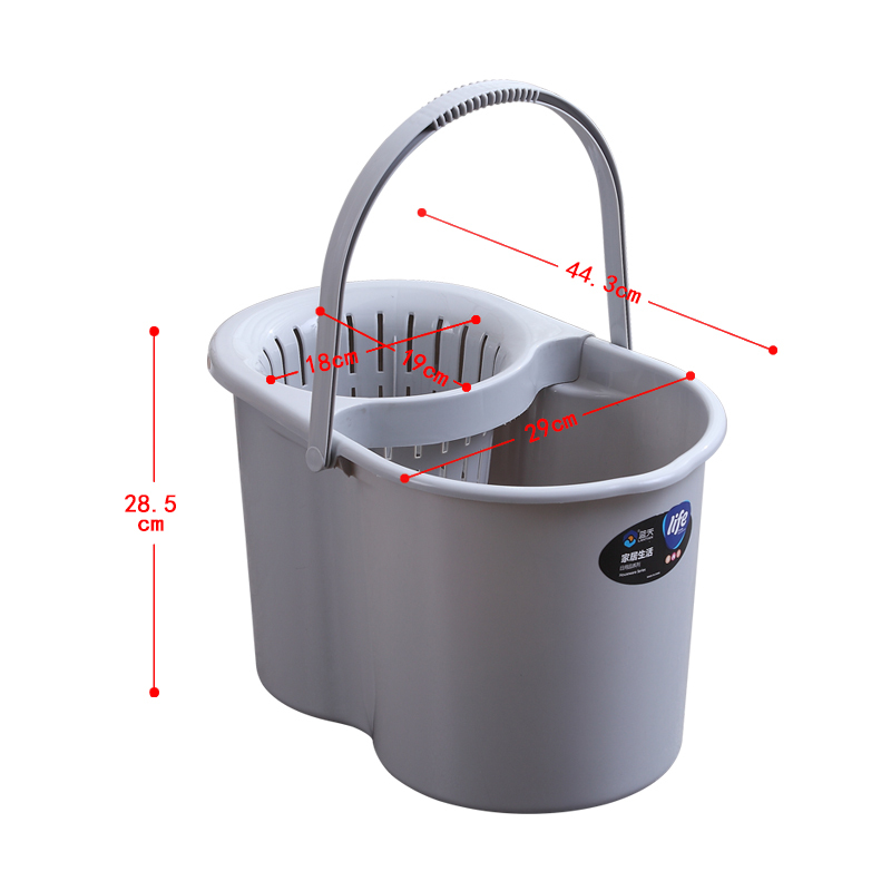 家用手动挤水桶手压地拖桶拖地闪电客拖把桶塑料旋转拧水单桶老式墩布桶 加厚椭圆形粉色新品_449