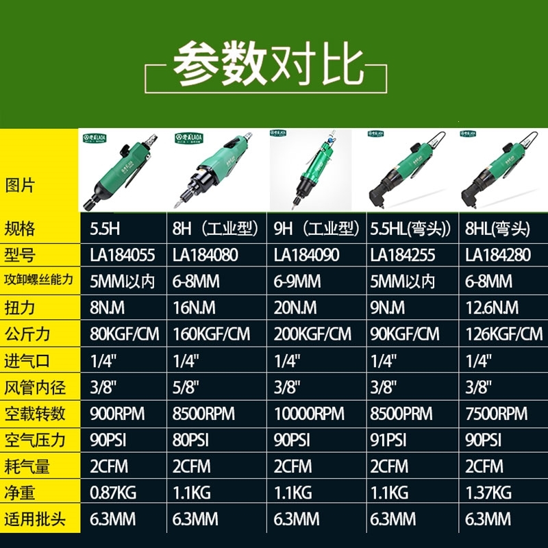 风批起子5.5H8H气动螺丝刀风动气批改锥工业汽动工具(5ee)_2