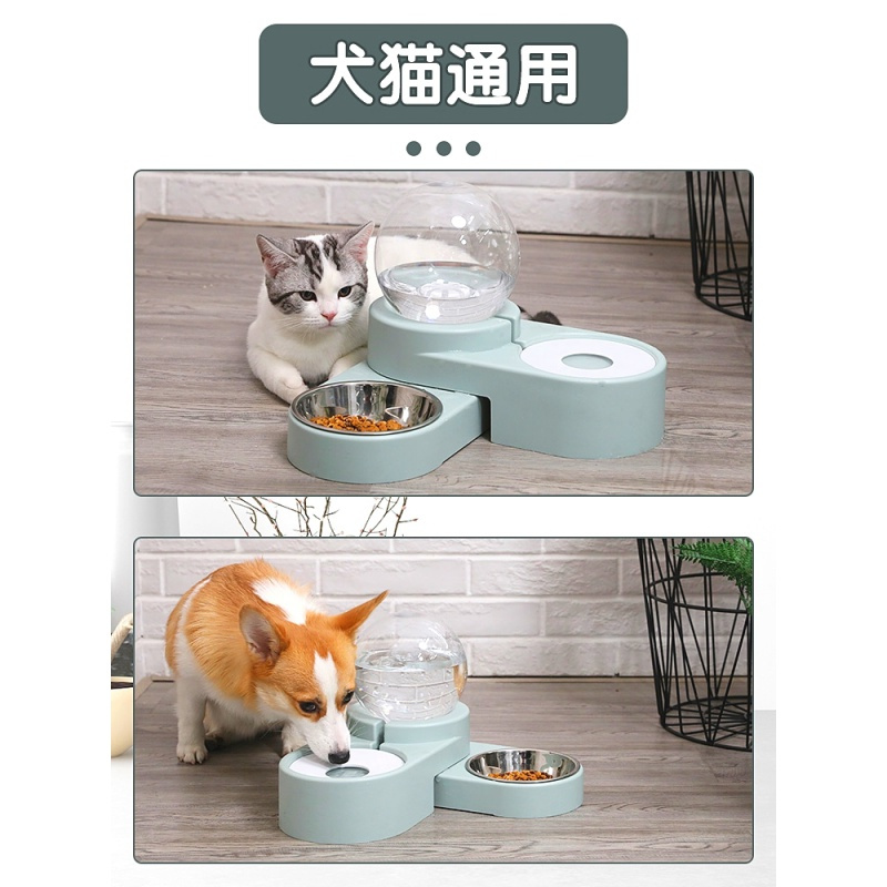 猫咪饮水机自动喂食器狗狗喝水器不湿嘴宠物流动水盆水碗喂水 御纳户蓝+餐垫（！）_851