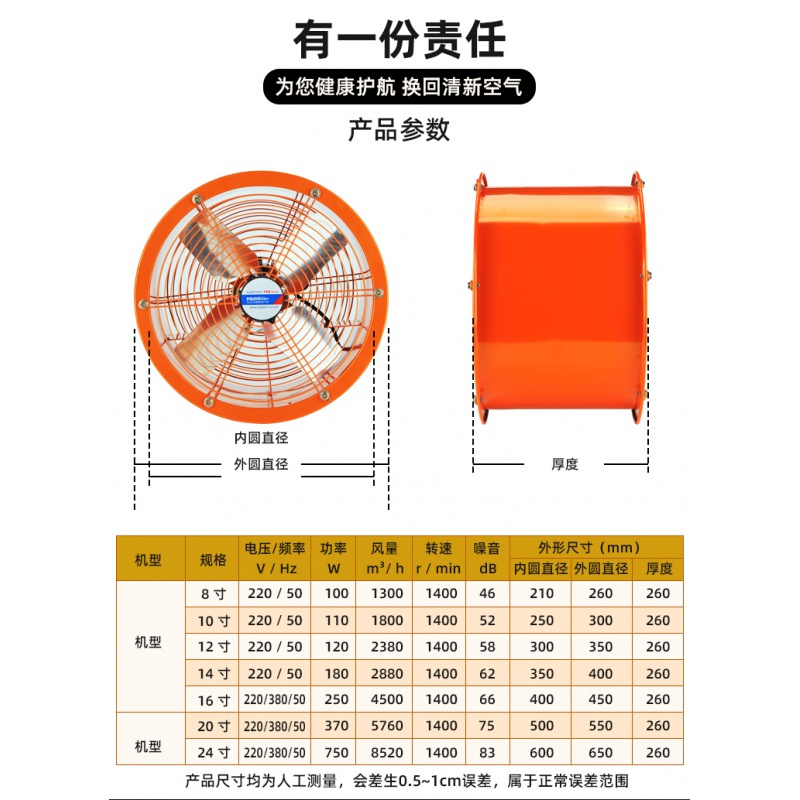 工业排气扇圆筒管道风机墙壁式换气扇排风扇强力静音厨房抽油烟机 浅绿色