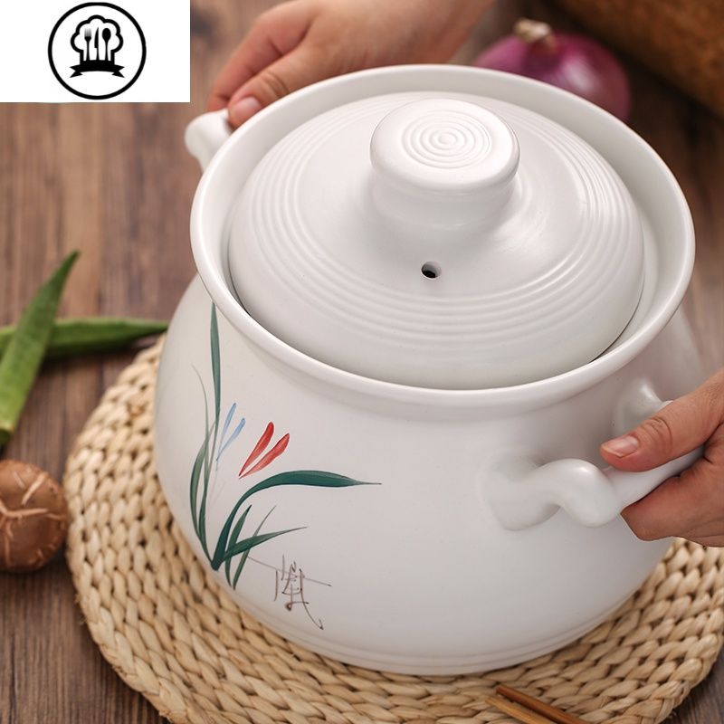 砂锅耐高温炖锅大容量陶瓷煲煮粥煲明火直烧汤煲家用汤锅 白色炖锅3