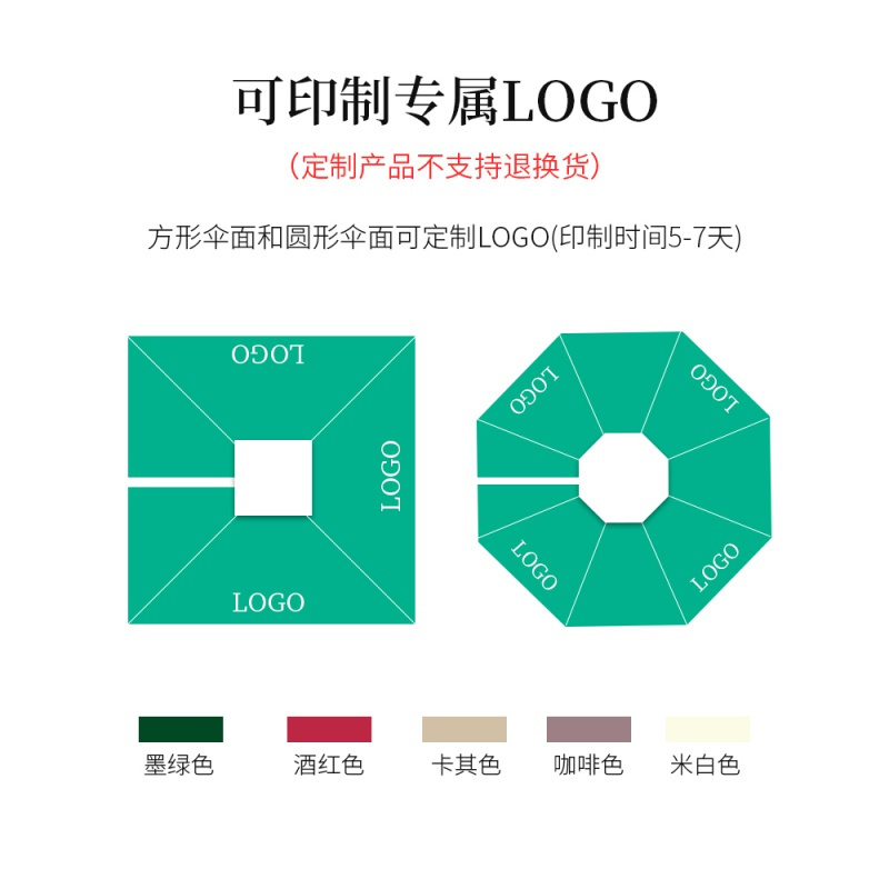 户外遮阳伞大太阳伞罗马伞庭院伞露台花园室外沙滩摆摊保安岗亭 西维亚无限调档2.5*2.5米双顶方形卡其+130斤带滚轮水