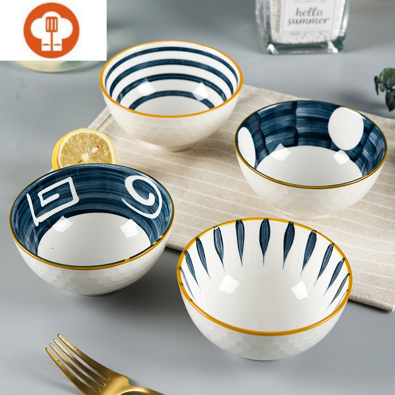 碗创意个性家用米饭碗陶瓷日式餐具碗筷套装吃饭北欧十个碗盘子 4.