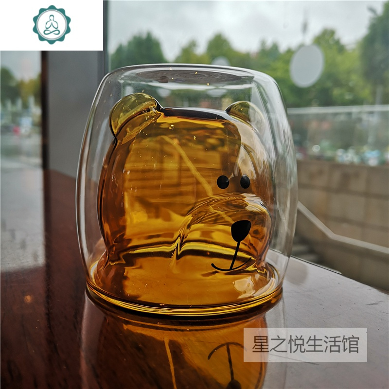 双层玻璃杯女生可爱高颜值杯子ins少女心水杯咖啡杯 封后 355ml白色磨砂玻璃杯【送logo杯垫】