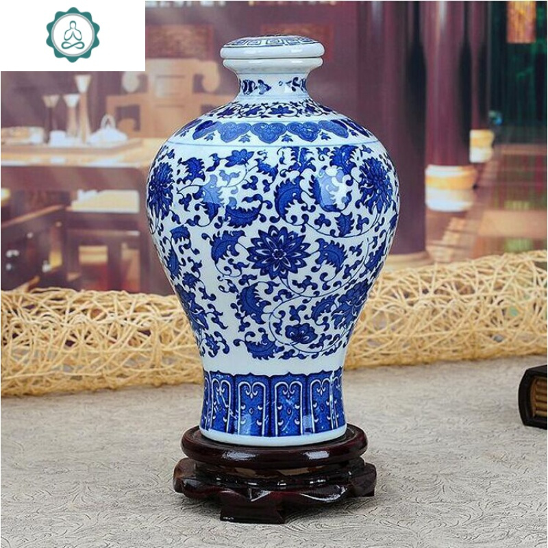 中式2斤3斤5斤装景德镇密封古典青花瓷酒坛子陶瓷酒瓶空酒具酒柜 封后