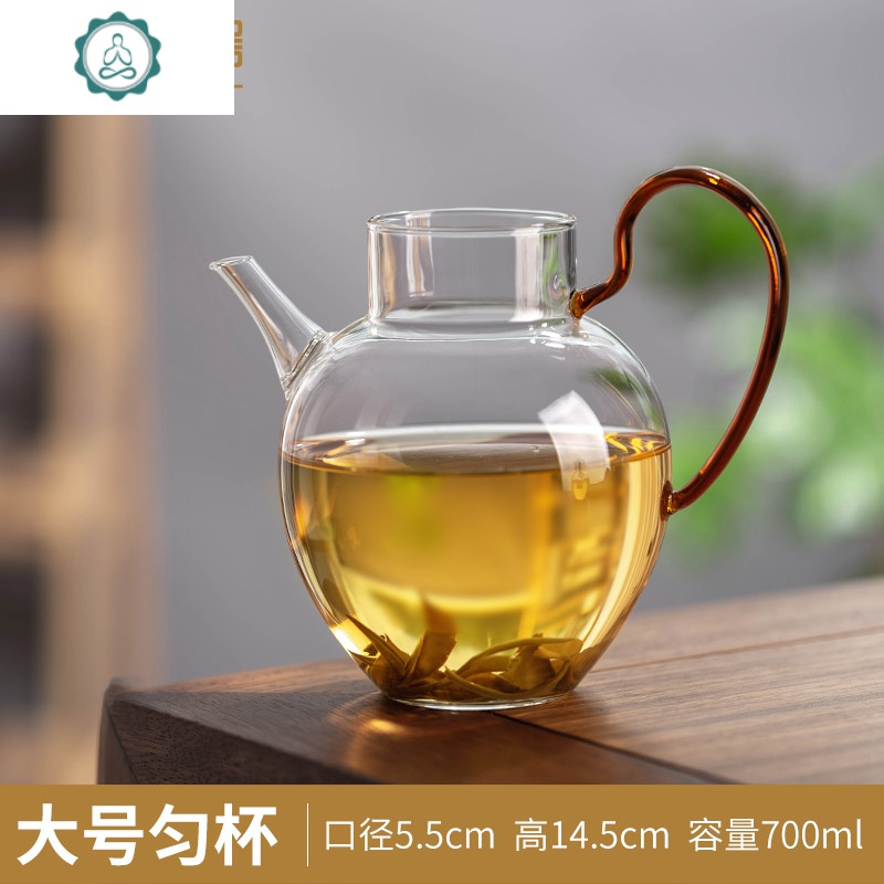 公道杯茶漏一体玻璃功夫茶具茶壶分茶单个带把倒茶器加厚 封后 大号约700ML