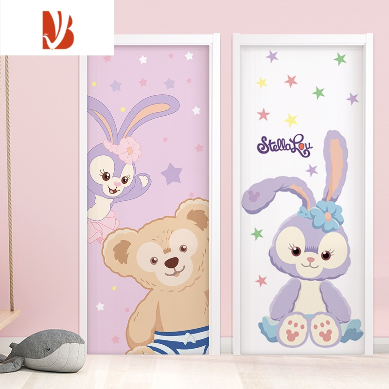 三维工匠创意可爱卡通门贴纸整张木门翻新自粘画卧室衣柜推拉儿童房