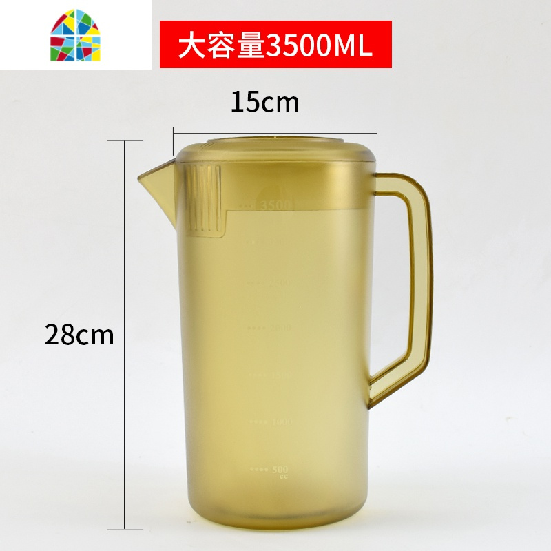 夏季凉水壶冷水壶塑料大容量耐热PC防暴泡茶壶果汁壶超大3升/5L FENGHOU 透明3500ML