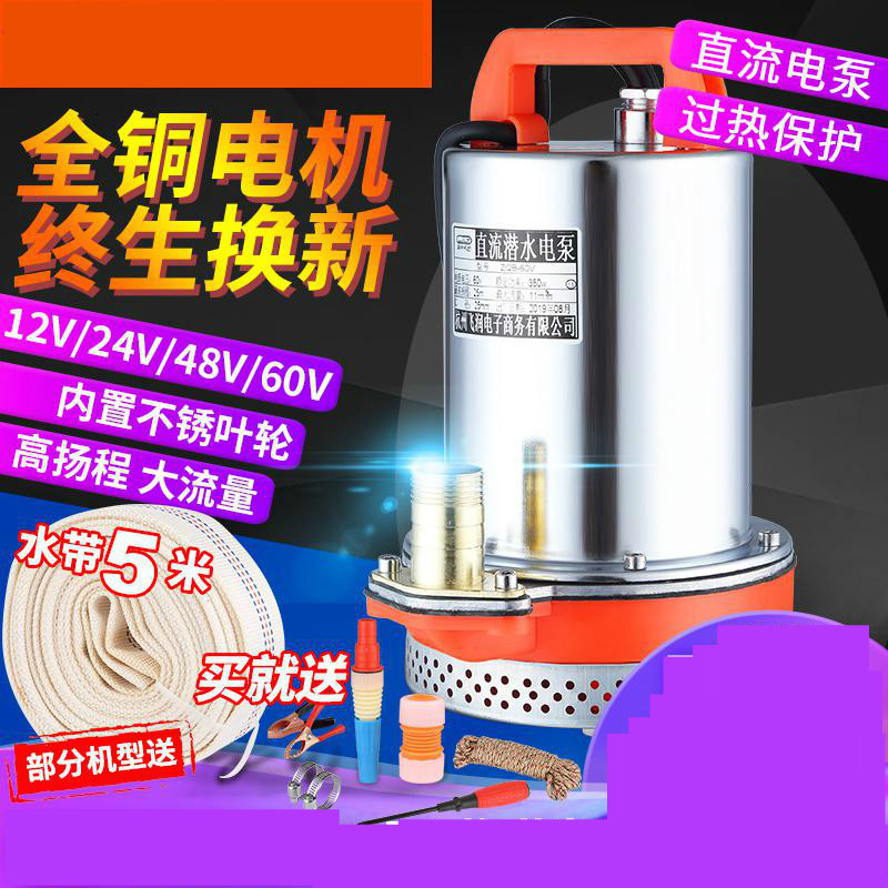 致仕直流潜水泵12V24V48V60V72v伏电瓶车电动车抽水机泵通用家用小型 【一寸口口径为25mm】【2寸口_389