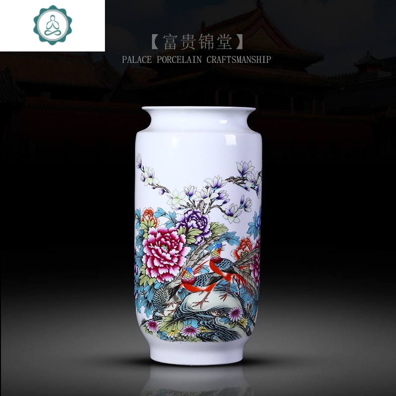 陶瓷器花瓶客厅插花箭筒卷轴缸书画字画收纳桶帽筒家居摆件 封后 富贵锦堂大号