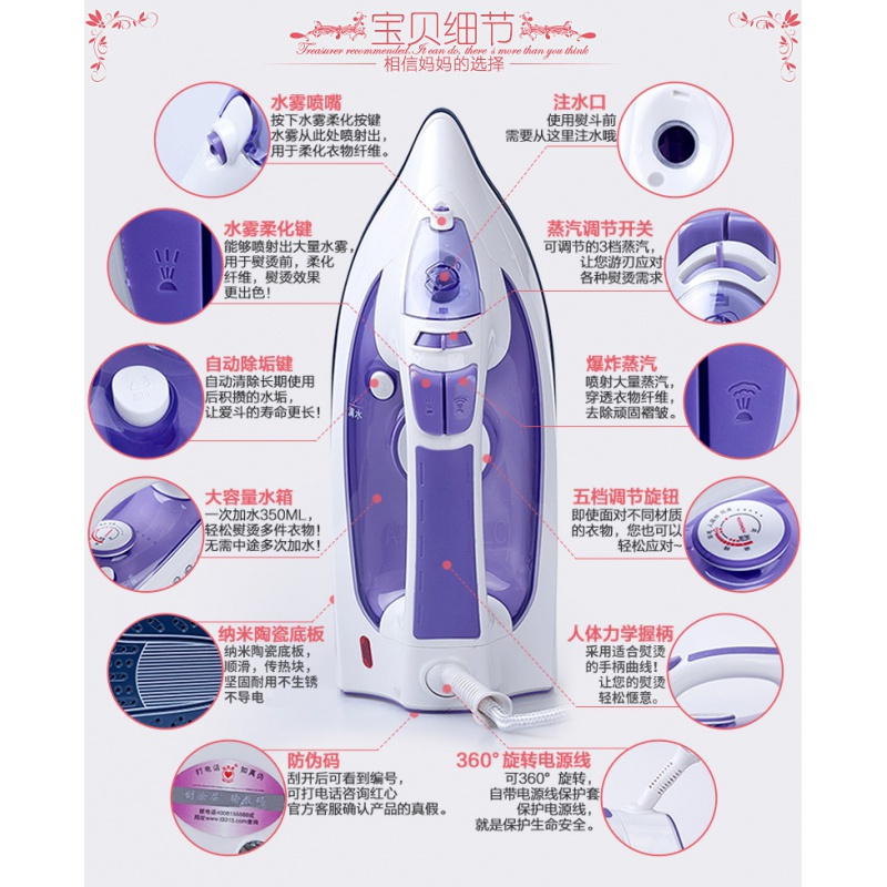 红心（HONGXIN）红心牌烫衣服电熨斗服装店家用蒸汽手持式大功率迷你熨斗小型老式