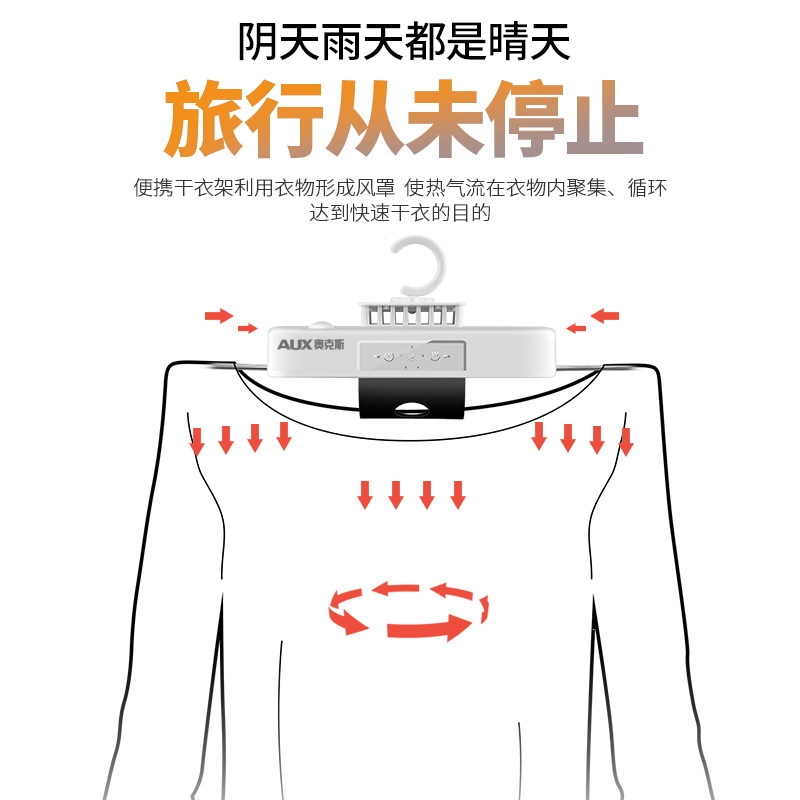 奥克斯(AUX)烘干衣架便携式干衣机小型迷你旅行折叠烘干机家用宿舍学生绿色(ZzR)