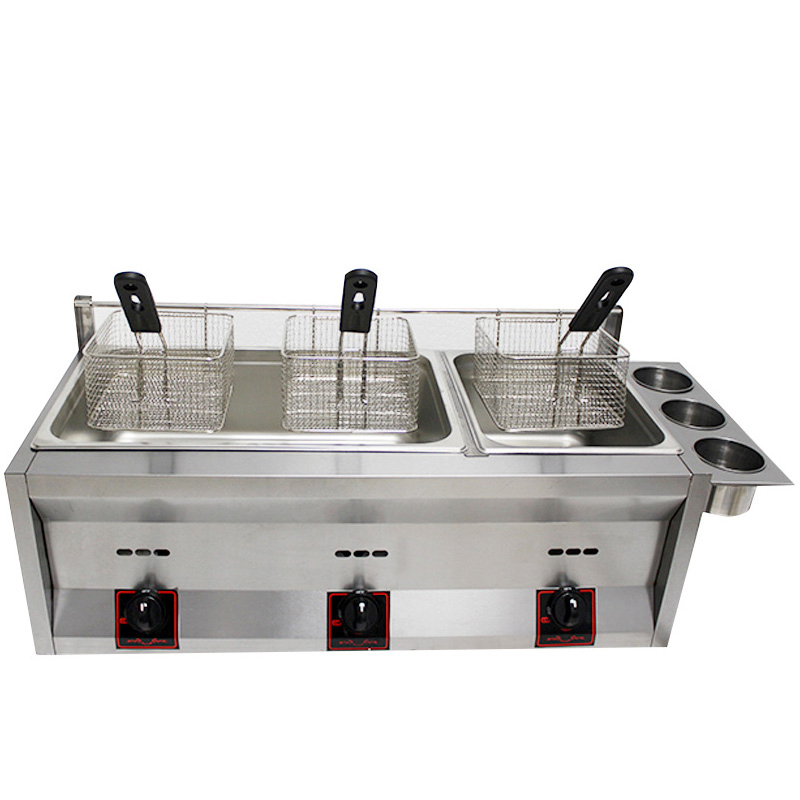 燃气油炸锅商用煤气炸薯条鸡柳炸串古达油条机关东煮麻辣烫煮面炉摆摊