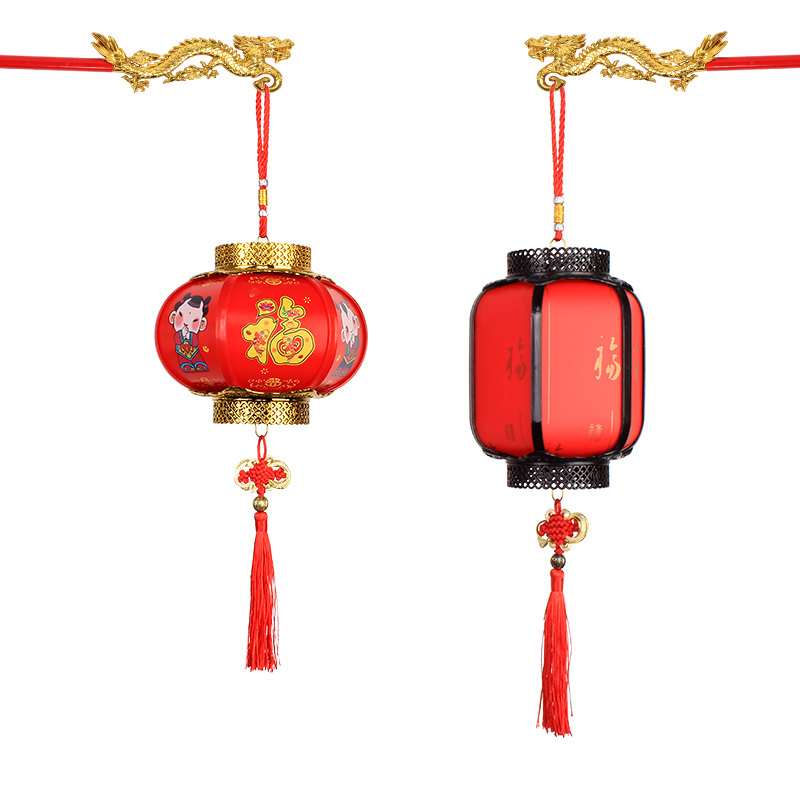 新年儿童手提led发光玩具仿古小灯笼手工制作diy材料包花灯古风 金盖