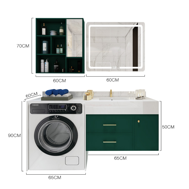 定制现代闪电客简约洗衣机伴侣浴室柜组合一体式卫浴柜阳台洗漱台洗脸盆 170公分智能镜柜+普通镜柜