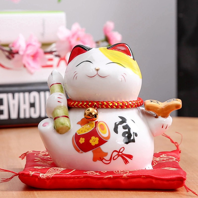 正版猫摆件 小号迷你陶瓷猫汽车摆件 办公桌摆件店铺开业 三维工匠 4