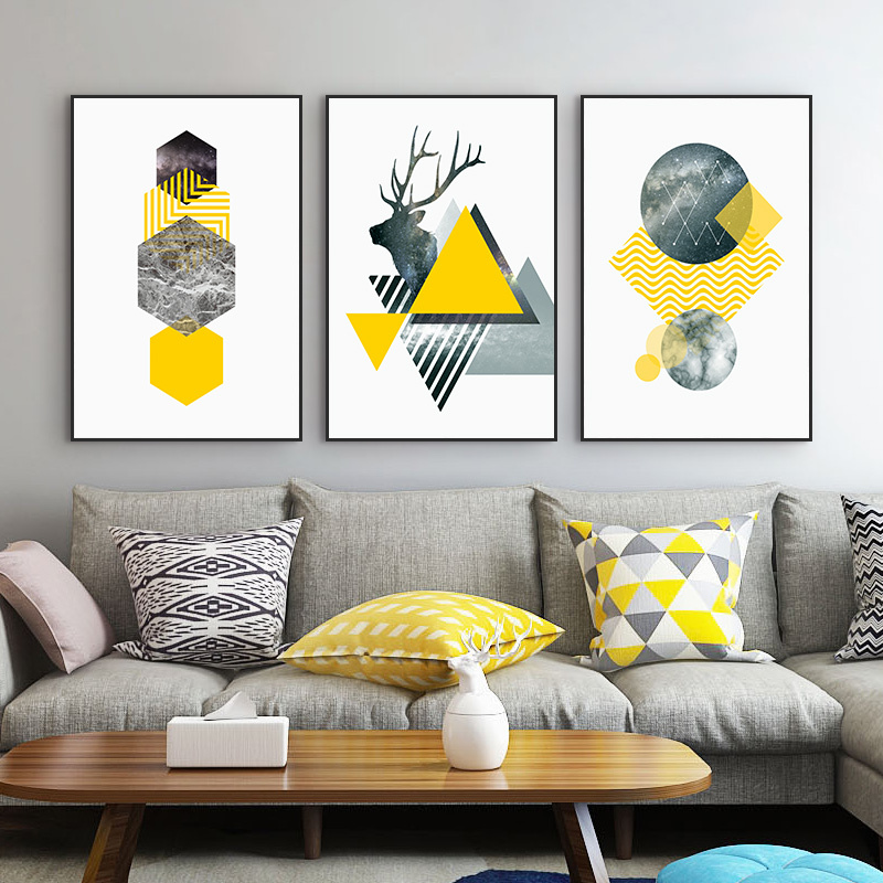 客厅装饰画现代简约ciaa轻奢挂画北欧沙发背景墙三联壁画抽象餐厅墙画