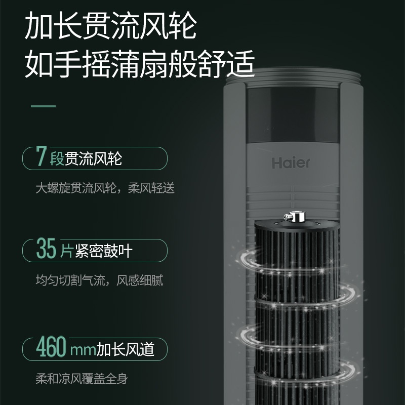 海尔电风扇塔扇家用落地扇台式立式轻音无叶风扇宿舍摇头电扇152 白色（机械）