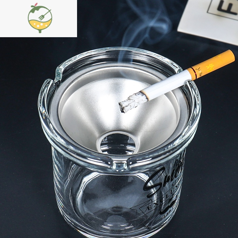 yicheng漏斗烟灰缸创意家用客厅有带盖潮流玻璃烟缸个性办公室防飞灰