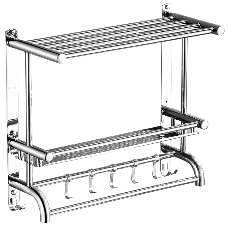 不锈钢卫生间置物架壁挂双层浴室CIAA毛巾架三层厕所洗手间免打孔 【加厚不锈钢】单层70CM