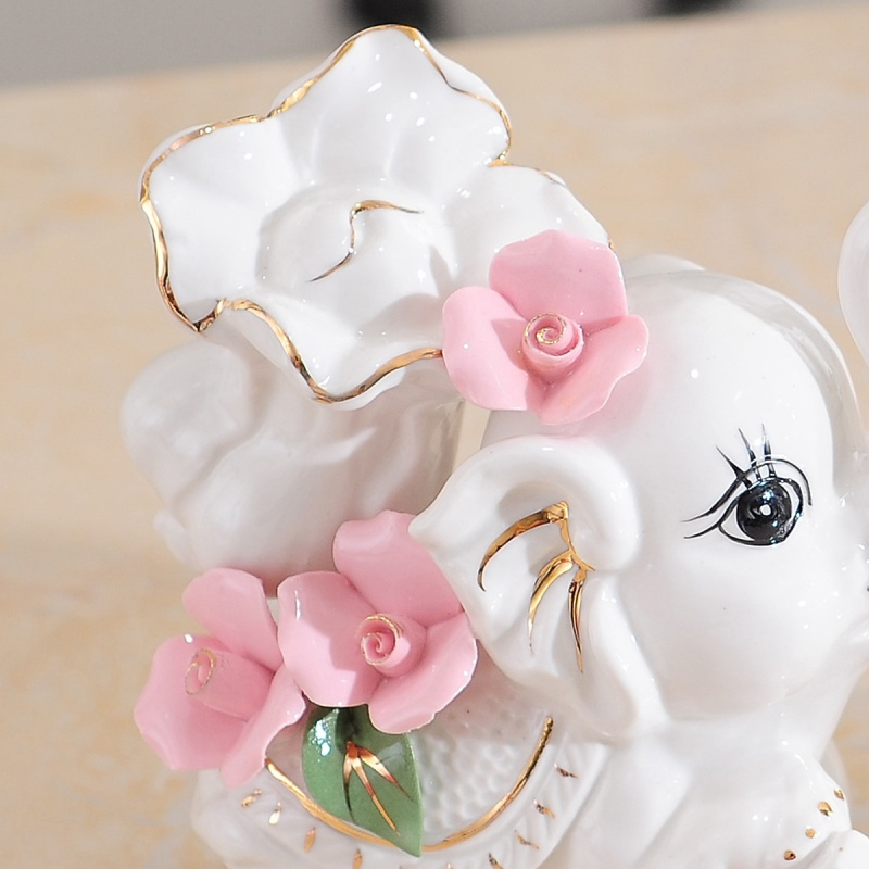 大象摆件客厅装饰品创意陶瓷工艺品结婚酒柜房间礼品闺蜜桌面收纳袋