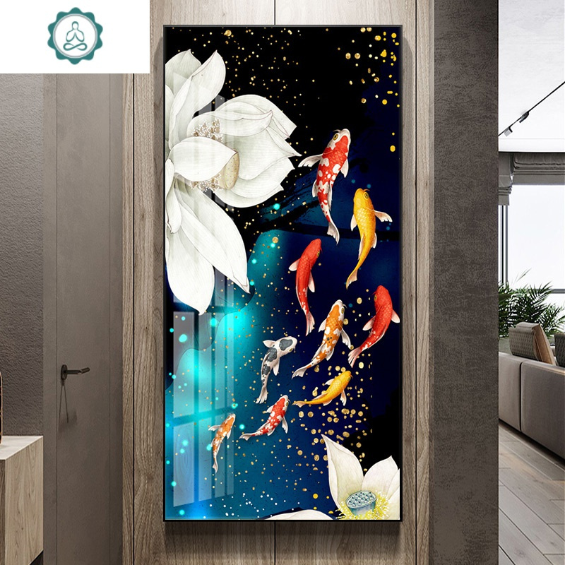 2020年新款5d钻石画满钻九鱼图九条鱼玄关竖版简约现代十字绣2019 封