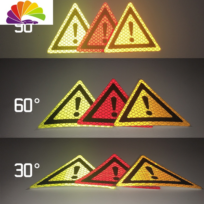 钻石级反光贴 摩托车三角警示个性贴片 远距离安全开警示车贴 9.8*11cm核弹三角-荧光黄