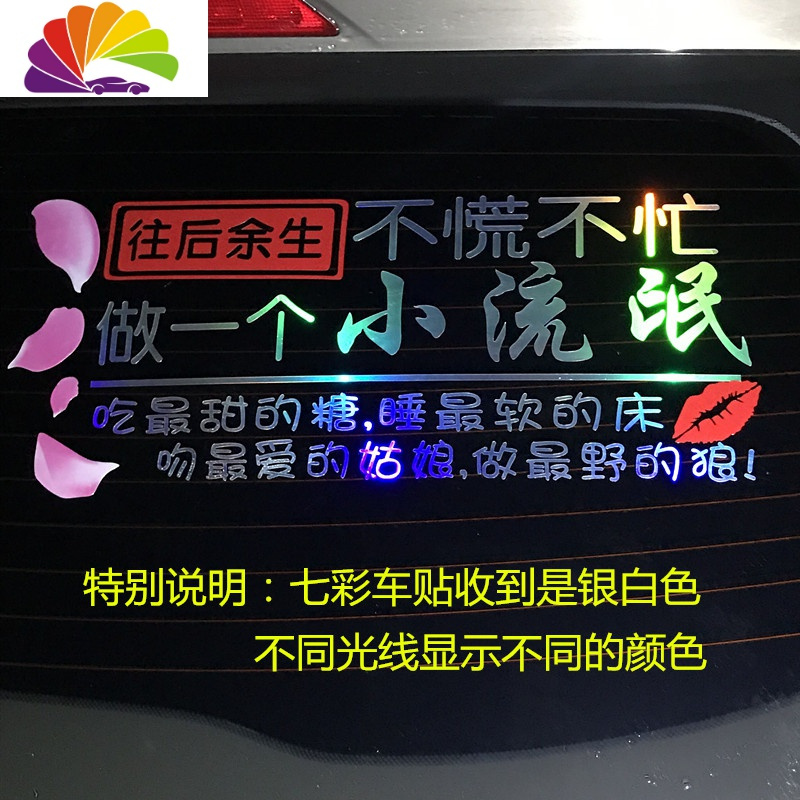 个性文字车贴后档玻璃改装装饰搞笑创意网红抖音寒江孤影汽车贴纸 晚点遇见你40cm