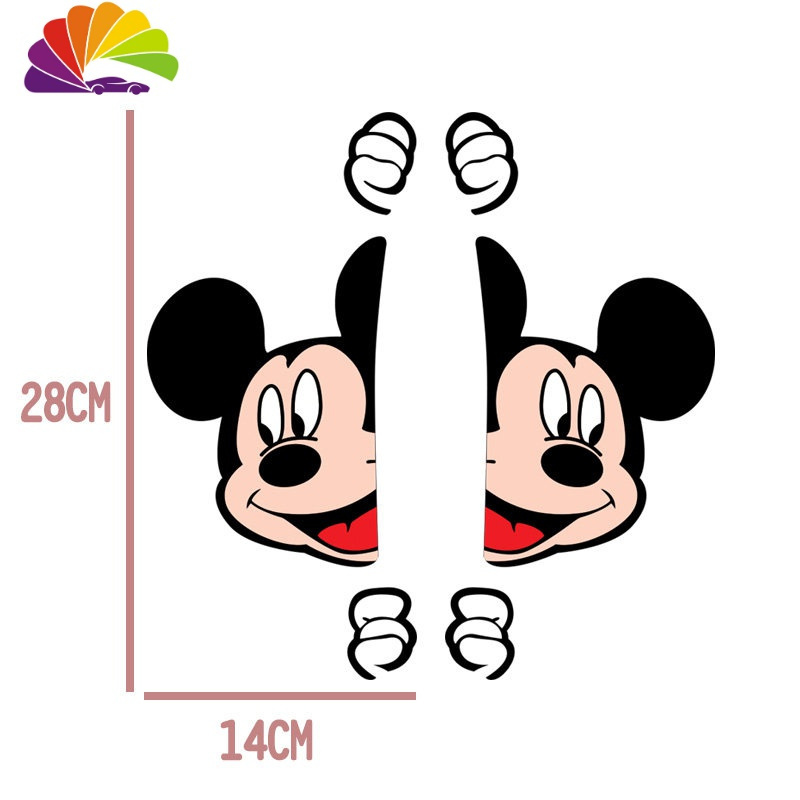 汽车卡通可爱米奇车贴划痕遮挡车贴个性创意装饰贴纸搞笑拉花 28X14CM一对装